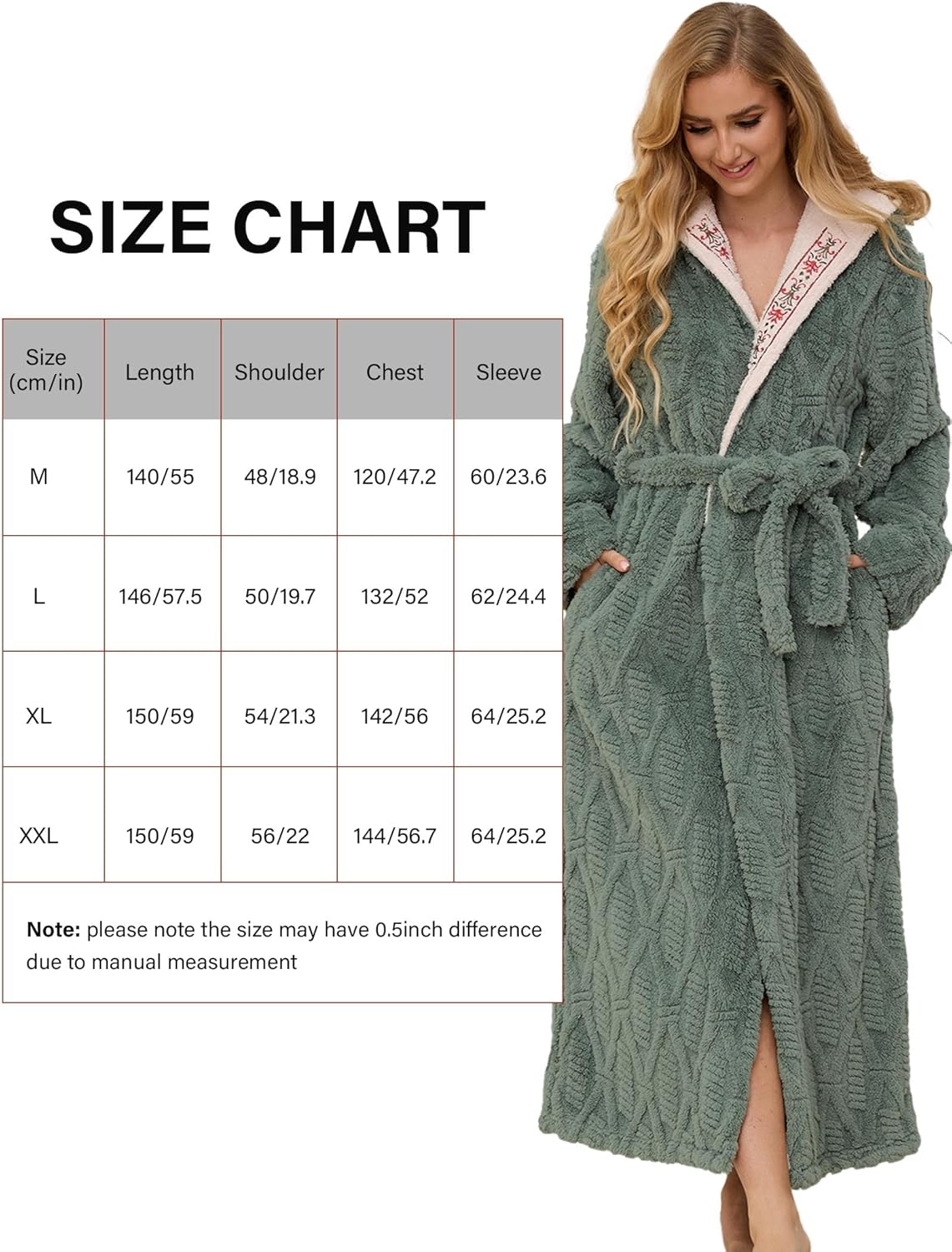 Artfasion Robes for Women with Hood Long Soft Warm Full Length Bathrobes Luxurious Plush Fleece Winter Gifts - Image 7