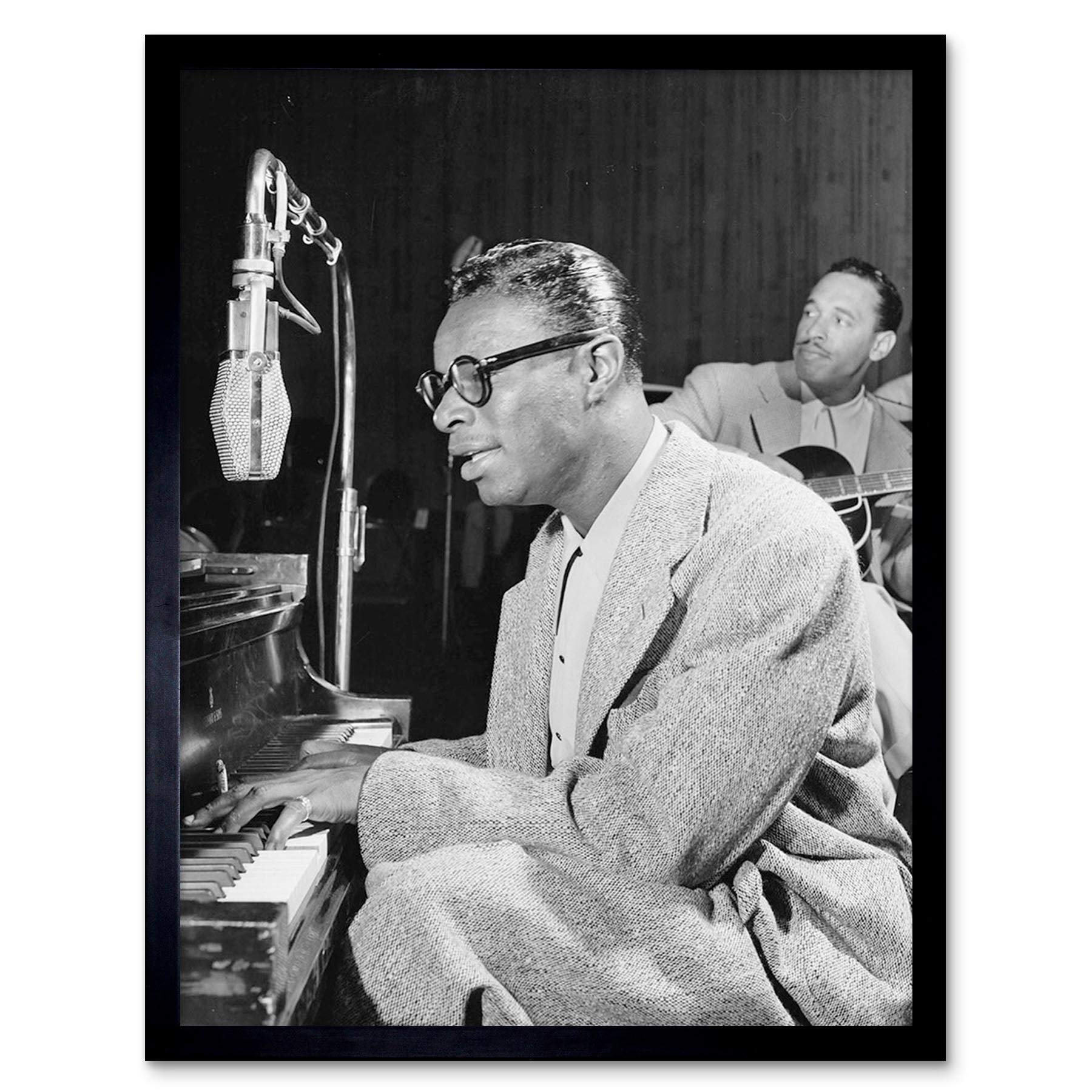 Wee Blue Coo Vintage Graph Music Legend Nat King Cole Piano Art Print Framed Poster Wall Decor 12X16 Inch