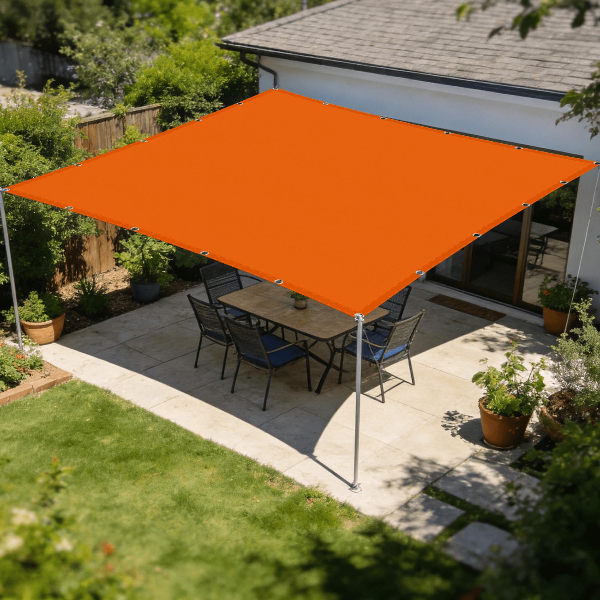 Voile d'ombrage 1.4 x 2.8 m pare-soleil respirant orange pour jardin terrasse et extérieur