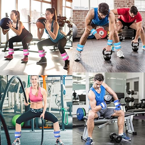 Miniatura 6 de Pesas de tobillo ajustables para mujeres, hombres y niños, 1234568101220 libras, 1 par de pesas de muñeca y pierna con peso extraíble, entrenamiento