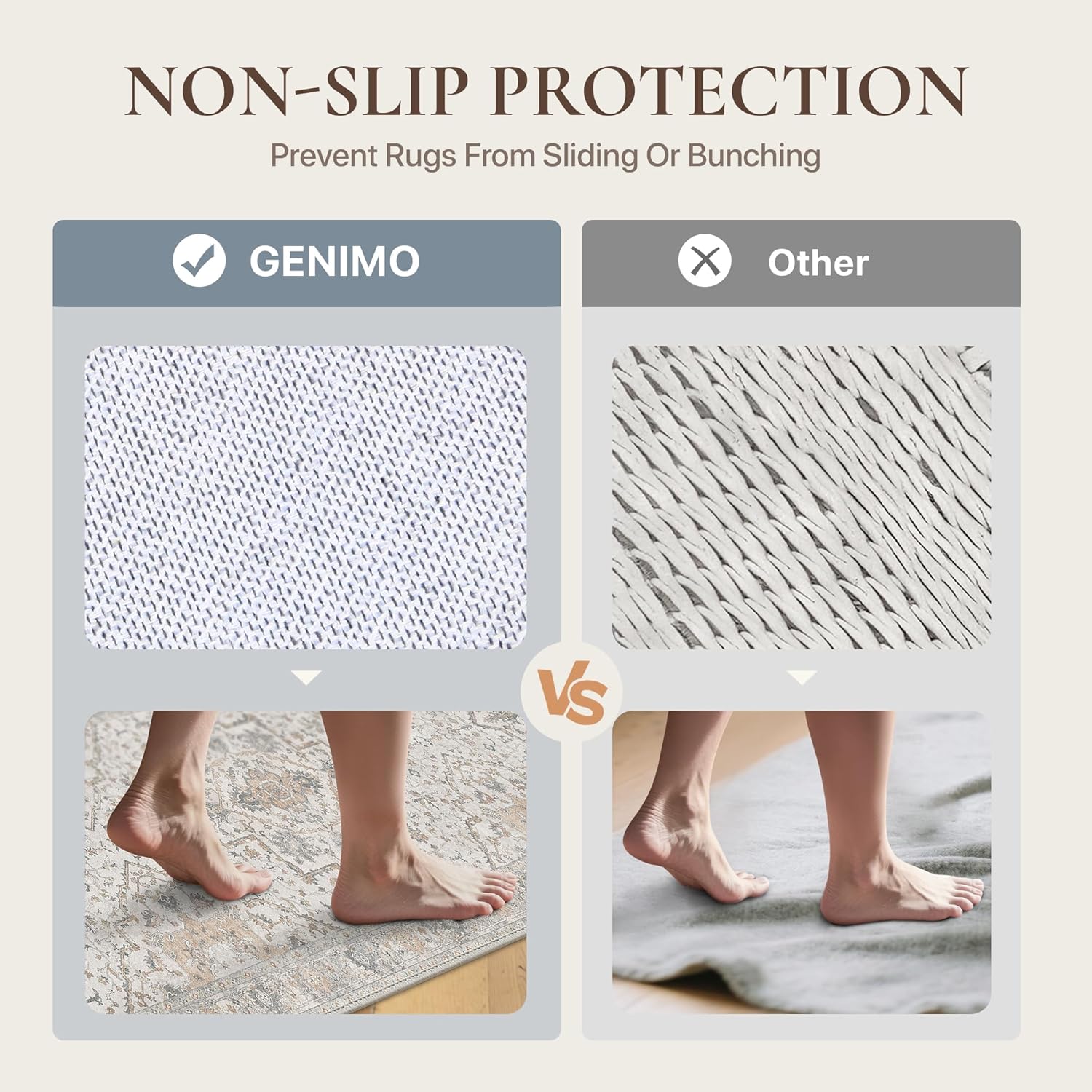 GENIMO Runner Rug 2'6"x8 Machine Washable Non Slip Vintage Hallway Runner Rug, Low Pile Lightweight Rugs for Indoor Entryway, Hallway, Kitchen and Corridor, Light Blue Beige