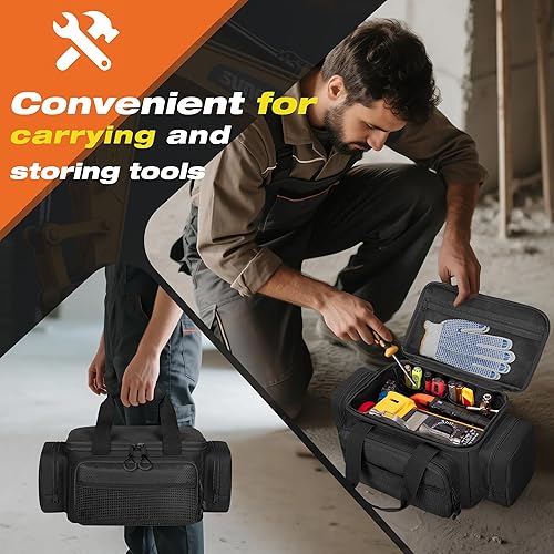 Miniatura 5 de Pequeña bolsa de herramientas con parte inferior antifricción, bolsa táctica de 12 pulgadas para hombres, organizador de almacenamiento de