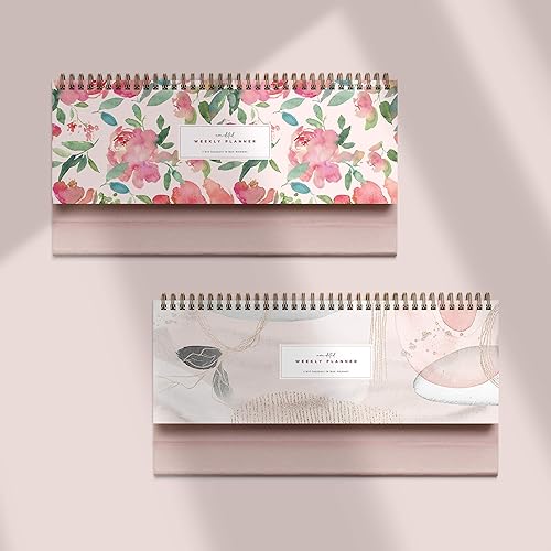 Miniatura 8 de Bright Day - Agenda semanal de escritorio con espiral, sin fecha, color rosa, con base inspiradora para 60 semanas, 3.75 x 10.5 pulgadas, colección