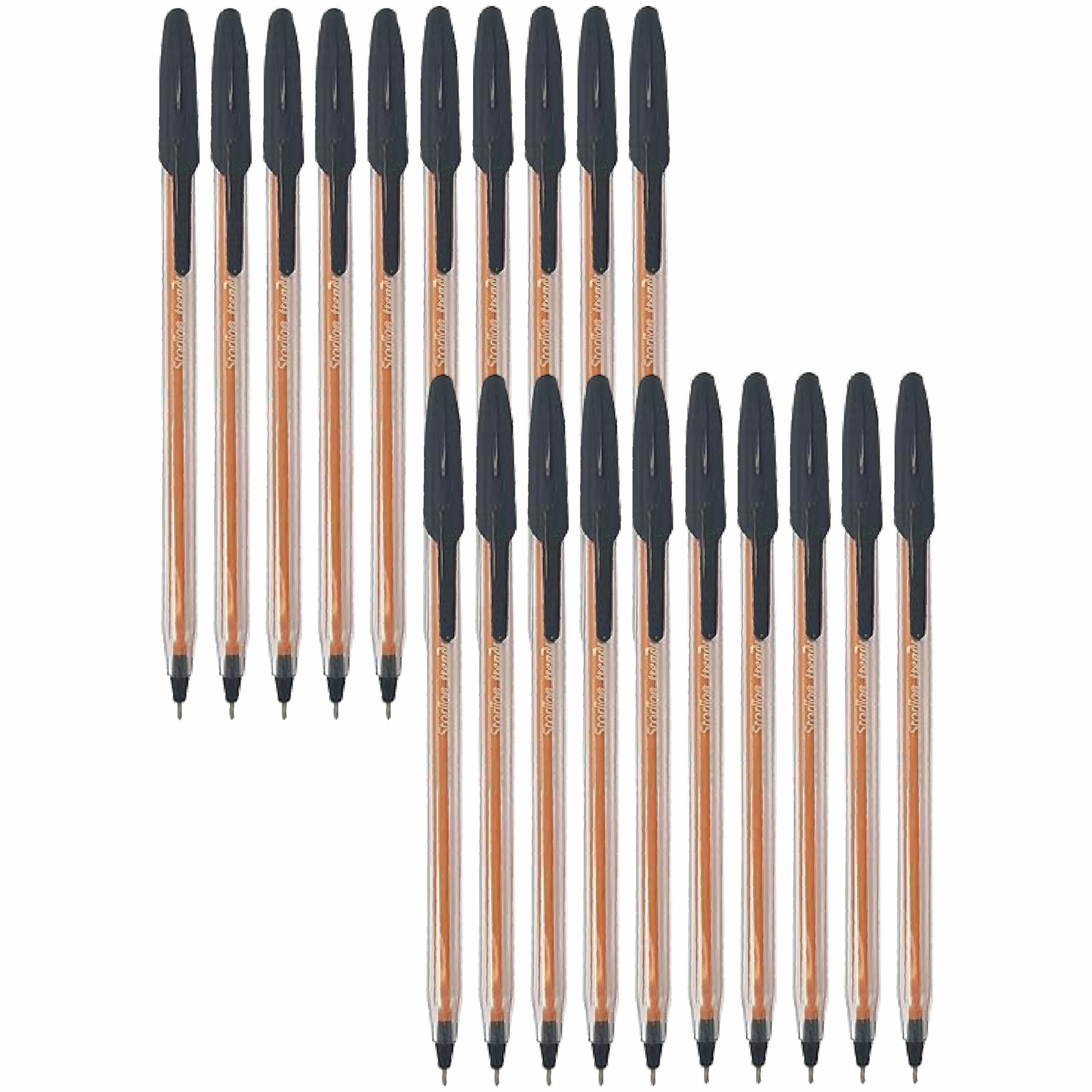 Starline Stick Ballpoint Pens, BLACK, Pack of 20, 0.7mm Fine Point, Multipack