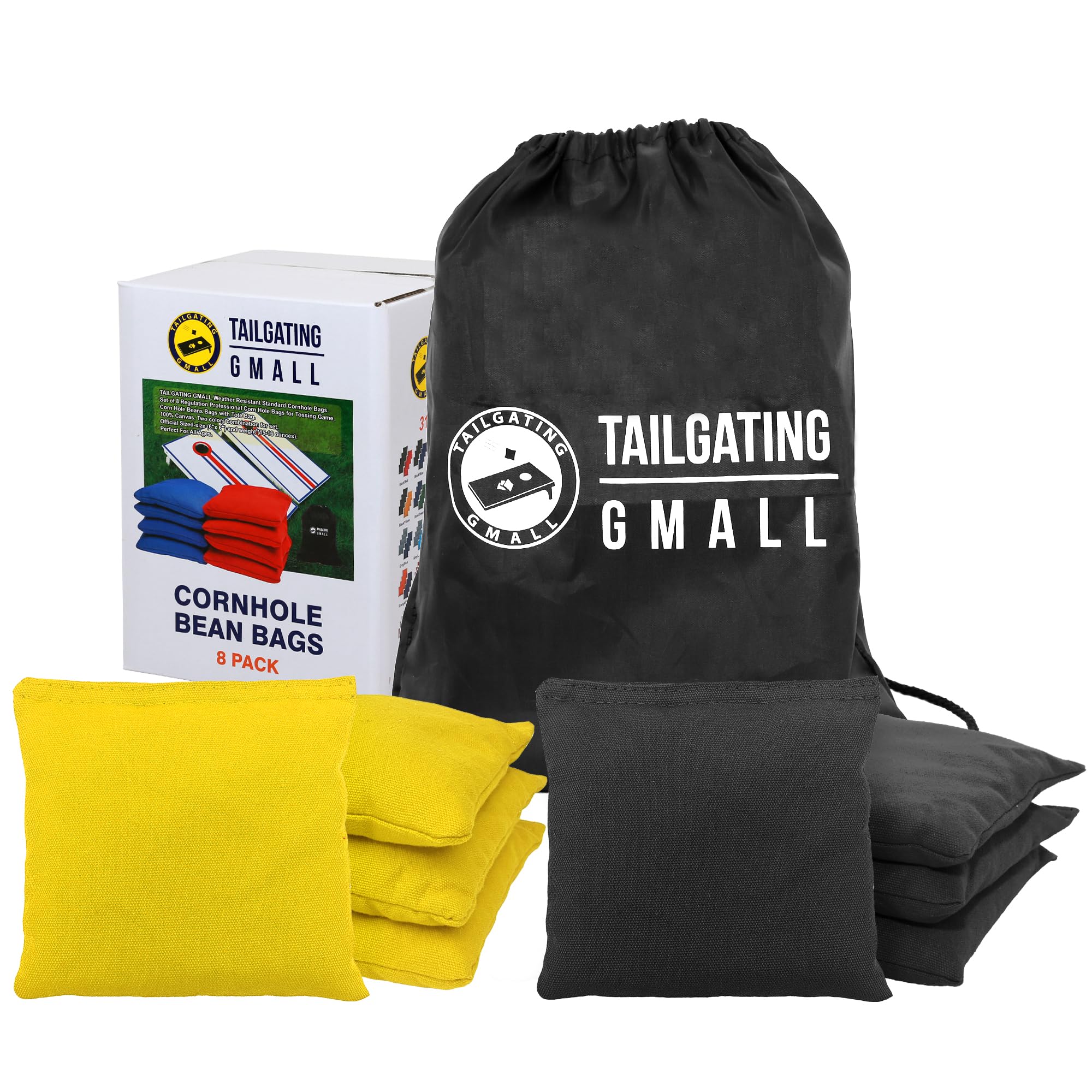 TAILGATING GMALL Cornhole Bags Set of 8 Regulation Professional Corn Hole Bean Bags Weather Resistant for Tossing Adults Yard Game