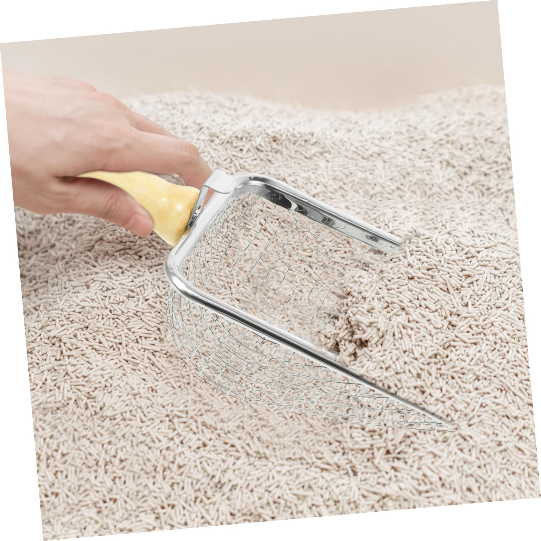 Pala para Arena de Gato, con Malla for una Limpieza eficiente de los desechos Reptiles Mango Madera Duradero for Cajas Arena for Gatos y