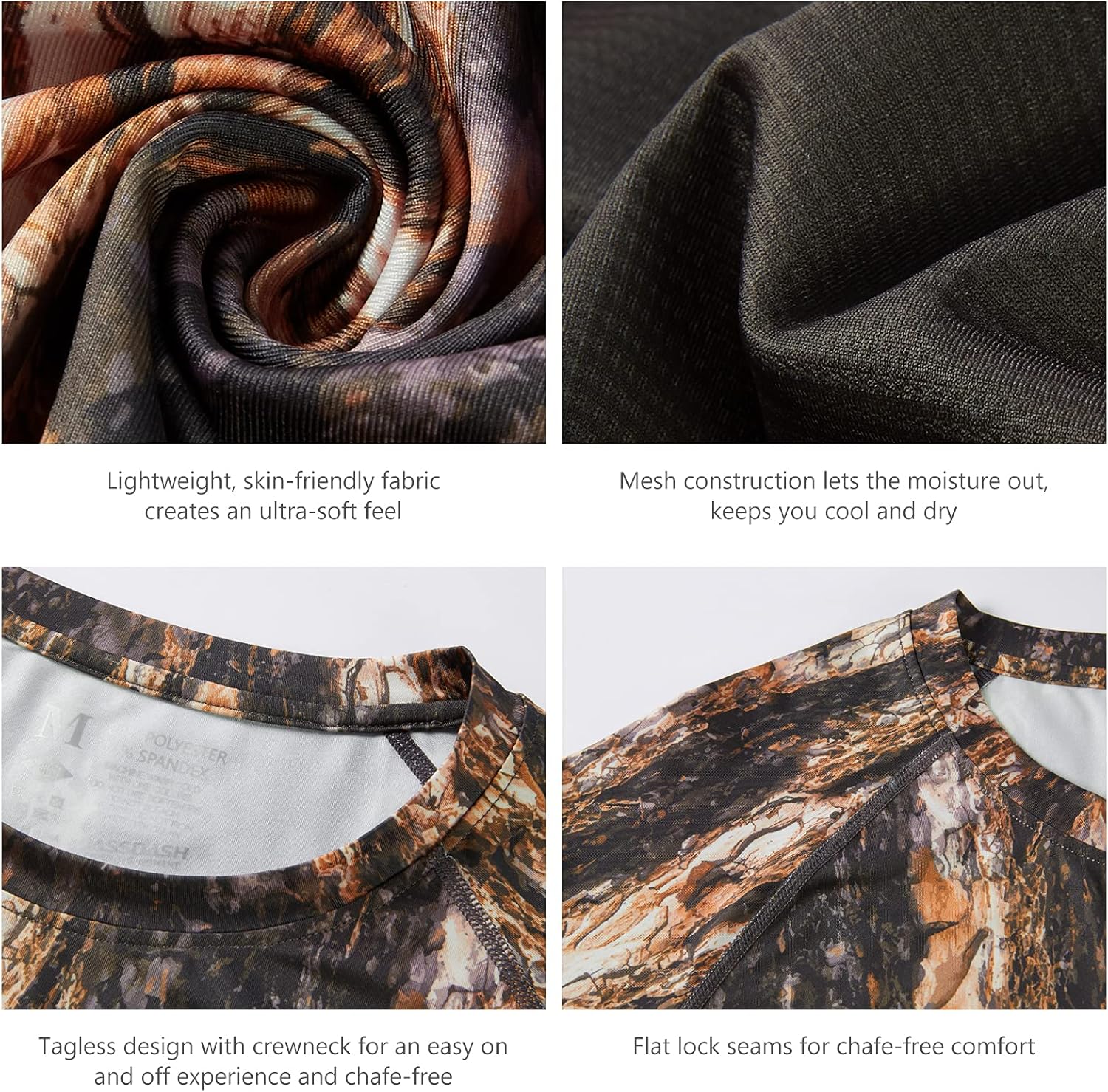 BASSDASH Men's Hunting Camo Performance Long Sleeve Shirt Fishing UPF50+ FS13M - Image 5