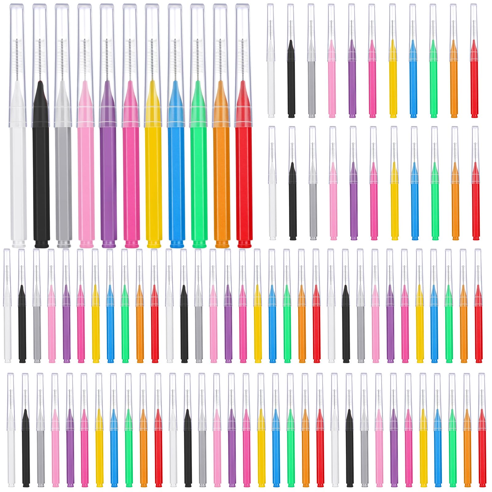 Patelai 100 Pcs Braces Dental Brushes,Assorted Colors,Mixed Size
