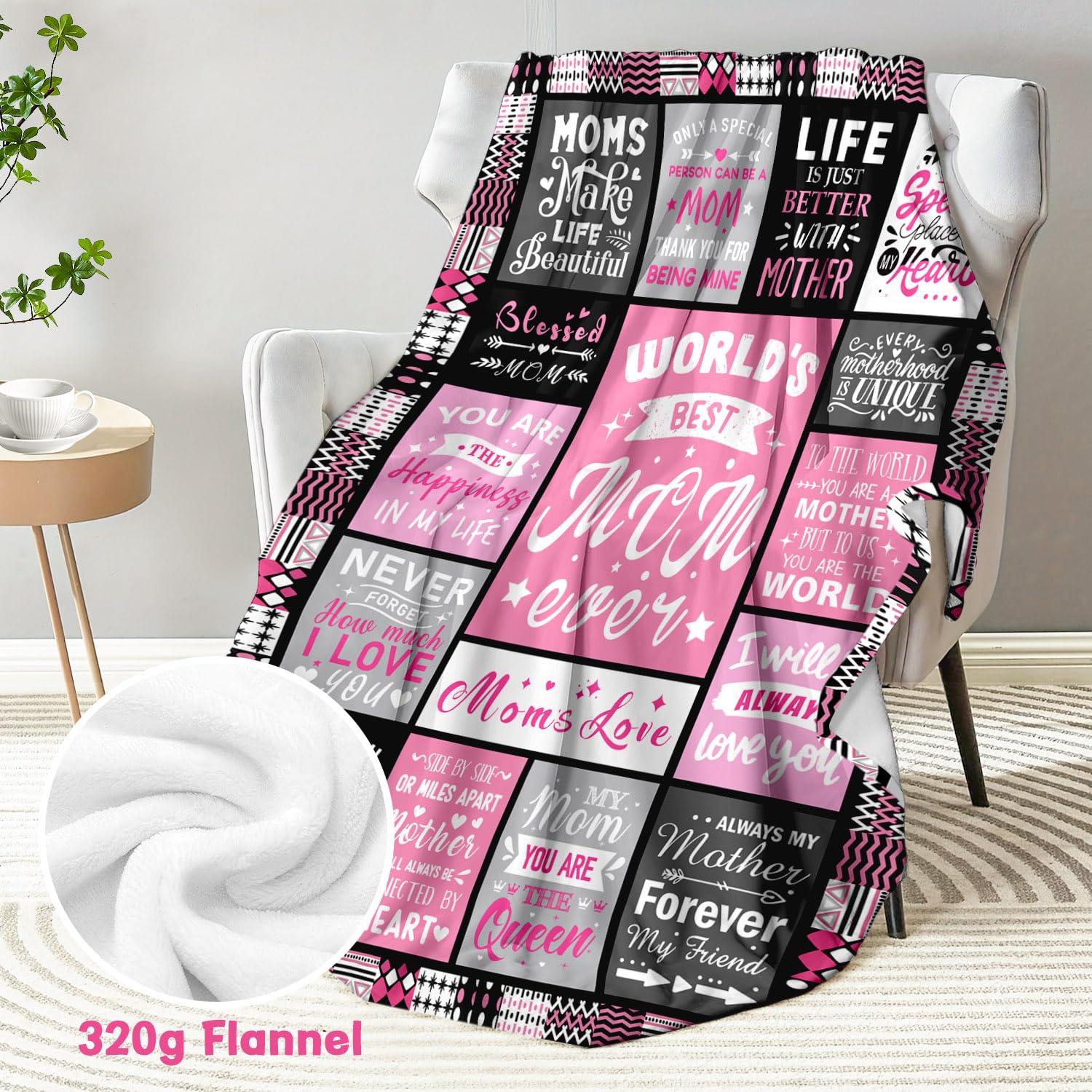Moms Birthday Gifts from Daughter Son - Blanket Gifts for Mom - World's Best Mom Ever Gifts - Christmas Valentines Day Mothers Day Birthday Present for Moms - Mother Life Blanket 50"x60"