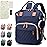 SHITIESHOU Diaper Bag Backpack Baby Bag, Baby Girl Boy Diaper Bag for Dad Mom with Pad, 16 Pockets, Pacifier Case, Large Diaper Bags Unisex for Travel (Blue)