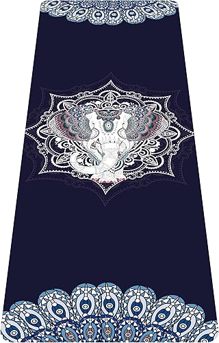 Miniatura 14 de nuveti Esterilla de yoga de viaje impresa - Esterilla de ejercicios y entrenamiento de 1/16 de pulgada de grosor, antideslizante, con bolsa de