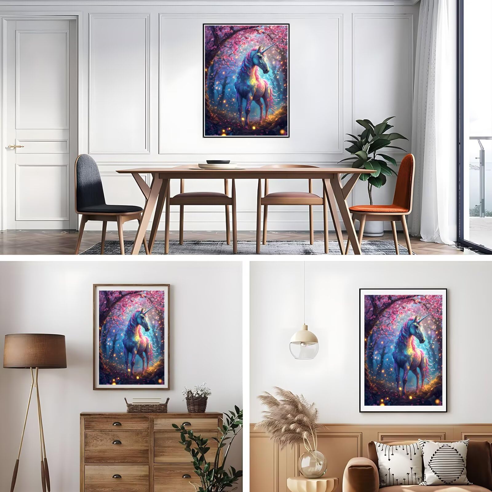 Diamond Painting Erwachsene, DIY Diamant Painting Bilder Einhorn, Vollbohrer Kirschblüten Diamant Malerei Malen Nach Zahlen Cross Stickerei Bastelset Erwachsene, für Wanddeko Wohnzimmer 60x80 cm D-2