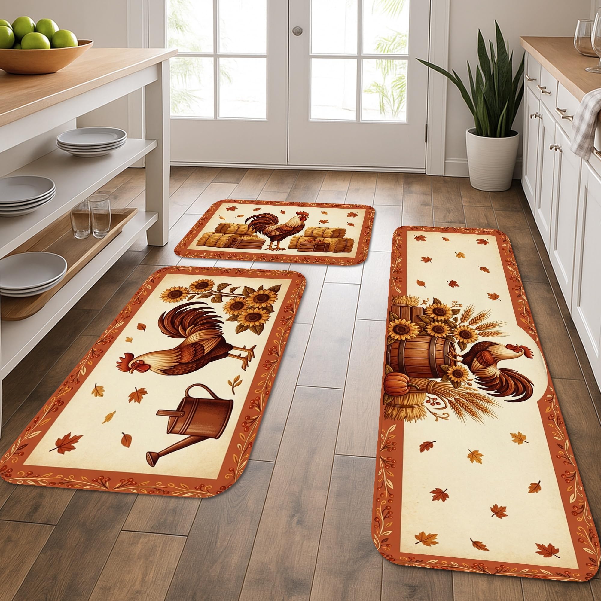 Tapis de cuisine motif coq pour retrouver l'ambiance des maisons de campagne