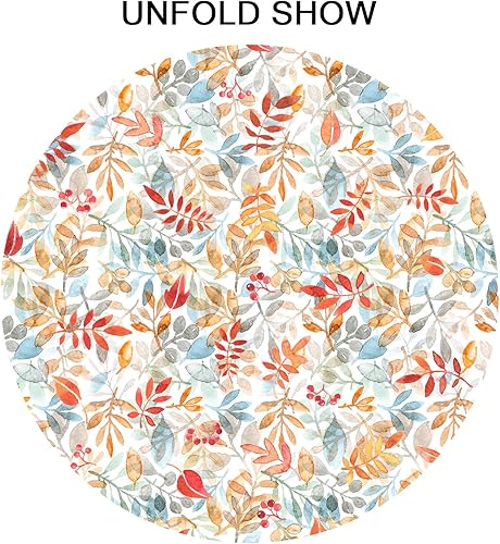 Miniatura 8 de Giwawa Mantel de hojas florales bohemias, mantel de hojas coloridas, mantel botánico natural de acuarela, mantel redondo de primavera y verano,