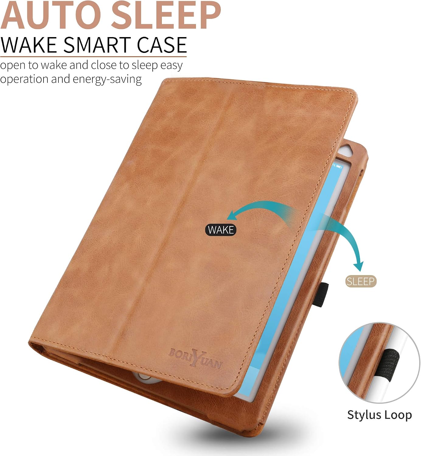 Boriyuan Leather Case Compatible for iPad 9.7 2018(6th Gen)/2017(5th Gen)/iPad Pro 9.7/iPad Air 2 &1- Leather Smart Cover Protective Folio Flip Stand with Pencil Holder Magnetic Auto Sleep/Wake(Brown)