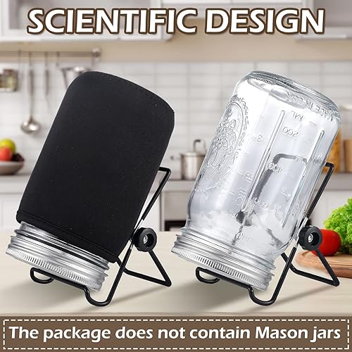 Miniatura 5 de Paquete de 6 tapas de germinación con soportes de acero inoxidable para frascos de germinación, mangas opacas, kit de germinación para tarro Mason