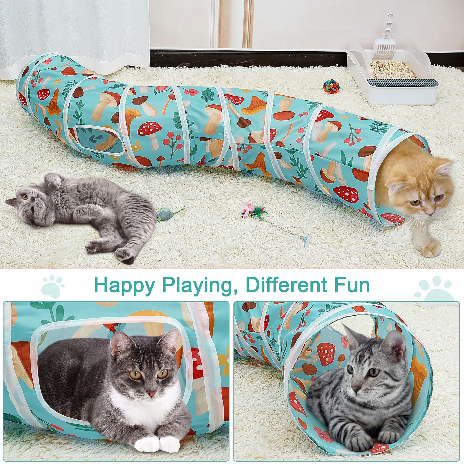 Cat Donut Tunnel Cat Tunnel - S-Shape Peekaboo Cat Cave With Toys Cat Tubes And Tunnels