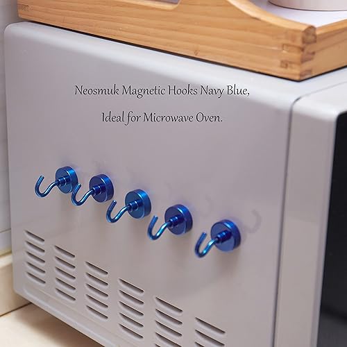 Miniatura 7 de NEOSMUK - Ganchos magnéticos de alta resistencia con imanes extrafuertes para colgar en refrigerador, crucero, cabinas o parrilla, color azul