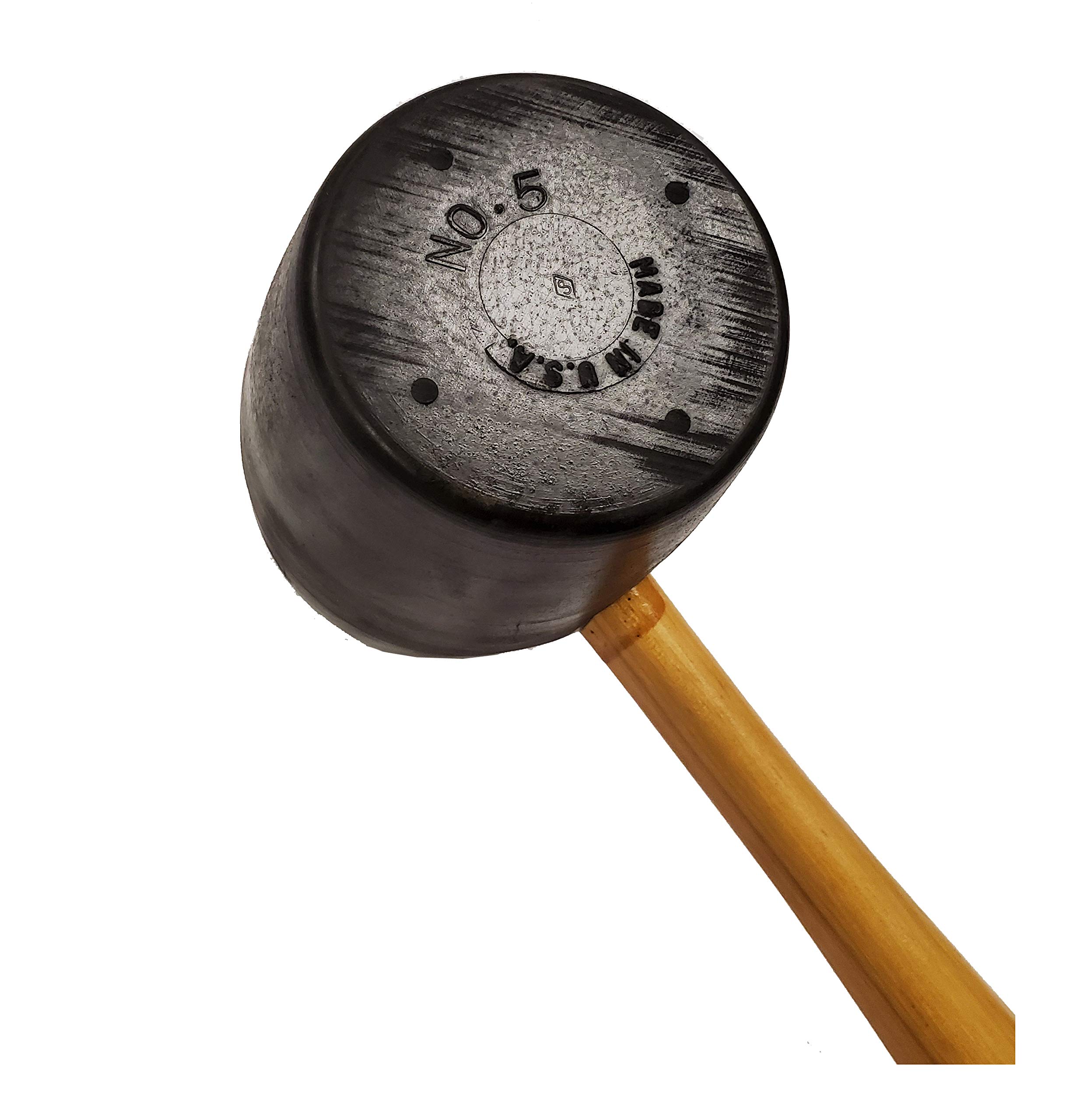 Herco Rubber Mallet - Hammer - Black Solid Rubber Head - Hickory Handle - Made in USA - Size 1