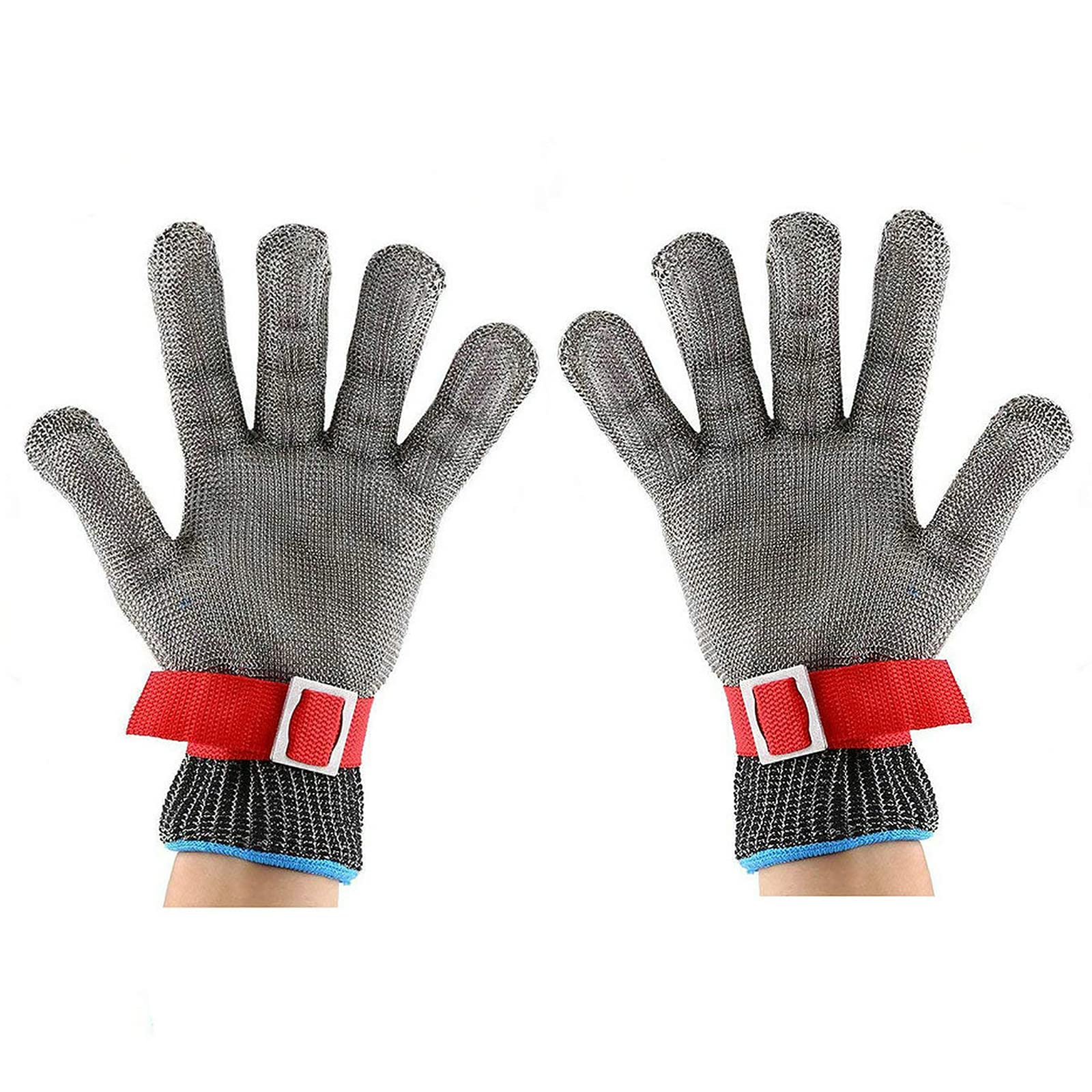 Gants anti-coupures, Gants de travail Gant de boucher en fil d'acier inoxydable Protection de niveau 5 haute performance (1 paire) Gants en fil de boucher en maille métallique,XXL