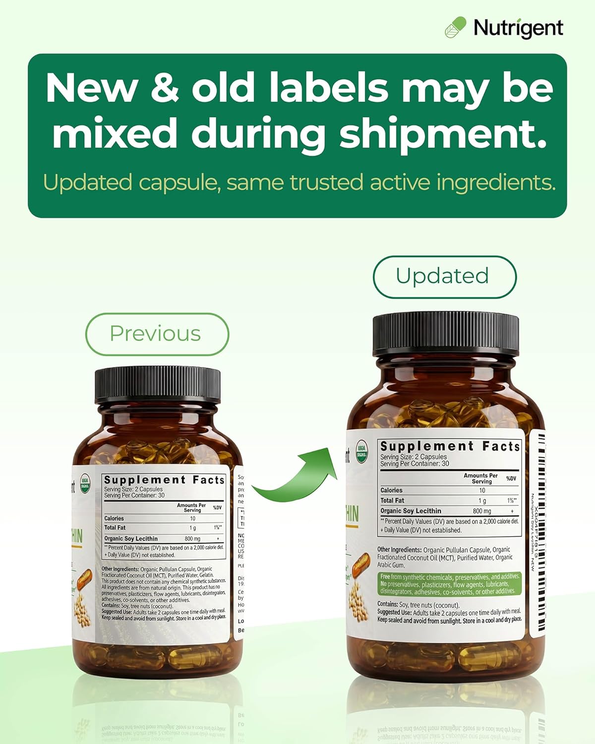 USDA Organic Soy Lecithin Supplement 800 mg, High Absorption Liquid Organic Capsules, Choline Lecithin Supplement for Brain & Liver Health Support, Non-GMO, Gluten Free, 60 Count - Image 7