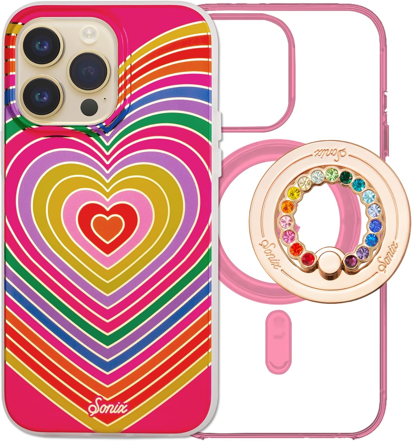 Sonix Rainbow Hearts Case + Ring (Rainbow) for