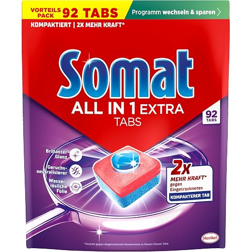 Somat All in 1 Extra Dishwasher Tablets Pack of 26 Tablets Dishwasher Detergent Fresh