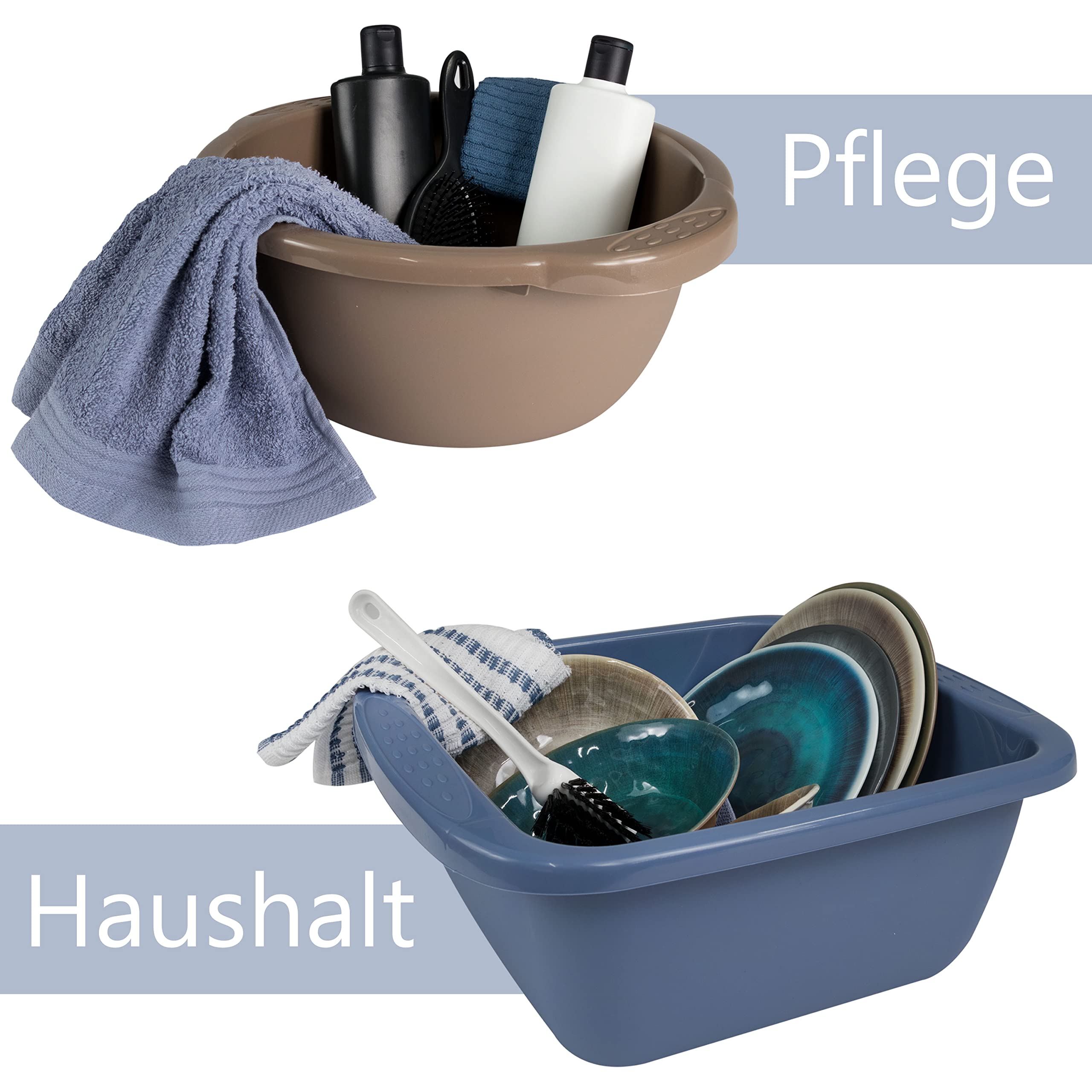 #11 Schüssel 17 Liter rechteckig 45x35x18 cm Braun - Universal Haushaltsschüssel Waschschüssel Küchenschüssel Spülschüssel Kunststoff Fußbad Pflege - nestbar