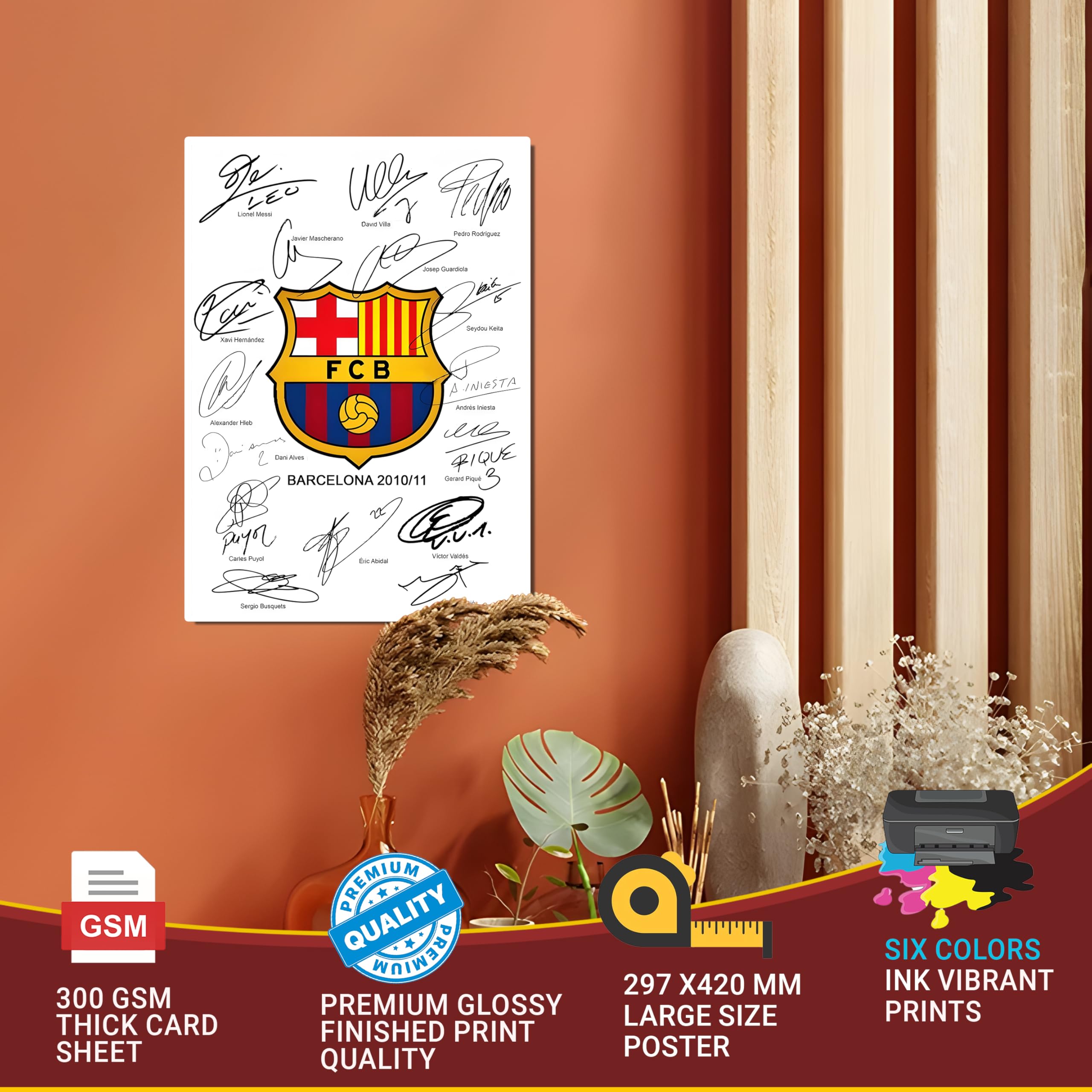 FC Barcelona Poster - Barcelona Stickers - FCB Posters - Barcelona Logo Sticker - Football Club Posters for Wall - Barcelona Wall Sticker - FC Barcelona Posters for Living Room, Bedroom Decoration 1