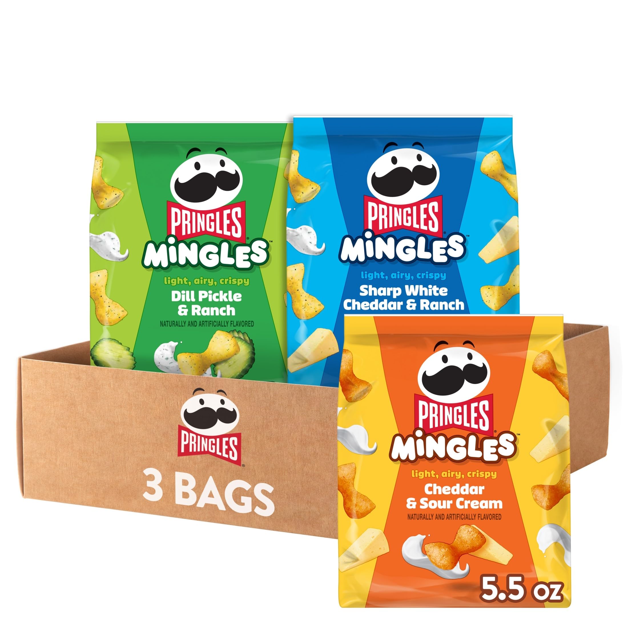 Mingles Puffed Snacks, Variety Pack, Cheese Puffs, Salty Snacks (3 Bags)