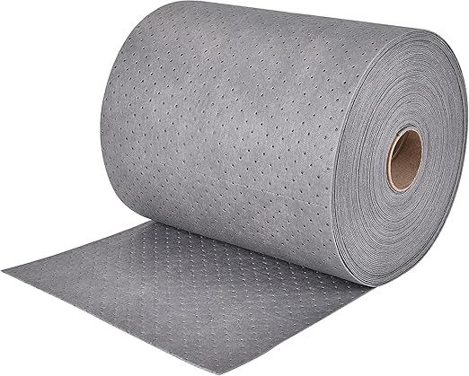PONO Premium Polypropylene 150' L x 15" W Absorbent Mat Roll Gray Heavy Weight Oil Absorbing Mats Universal Oil for Absorbing Oils, Water, Solvents, Coolants and More