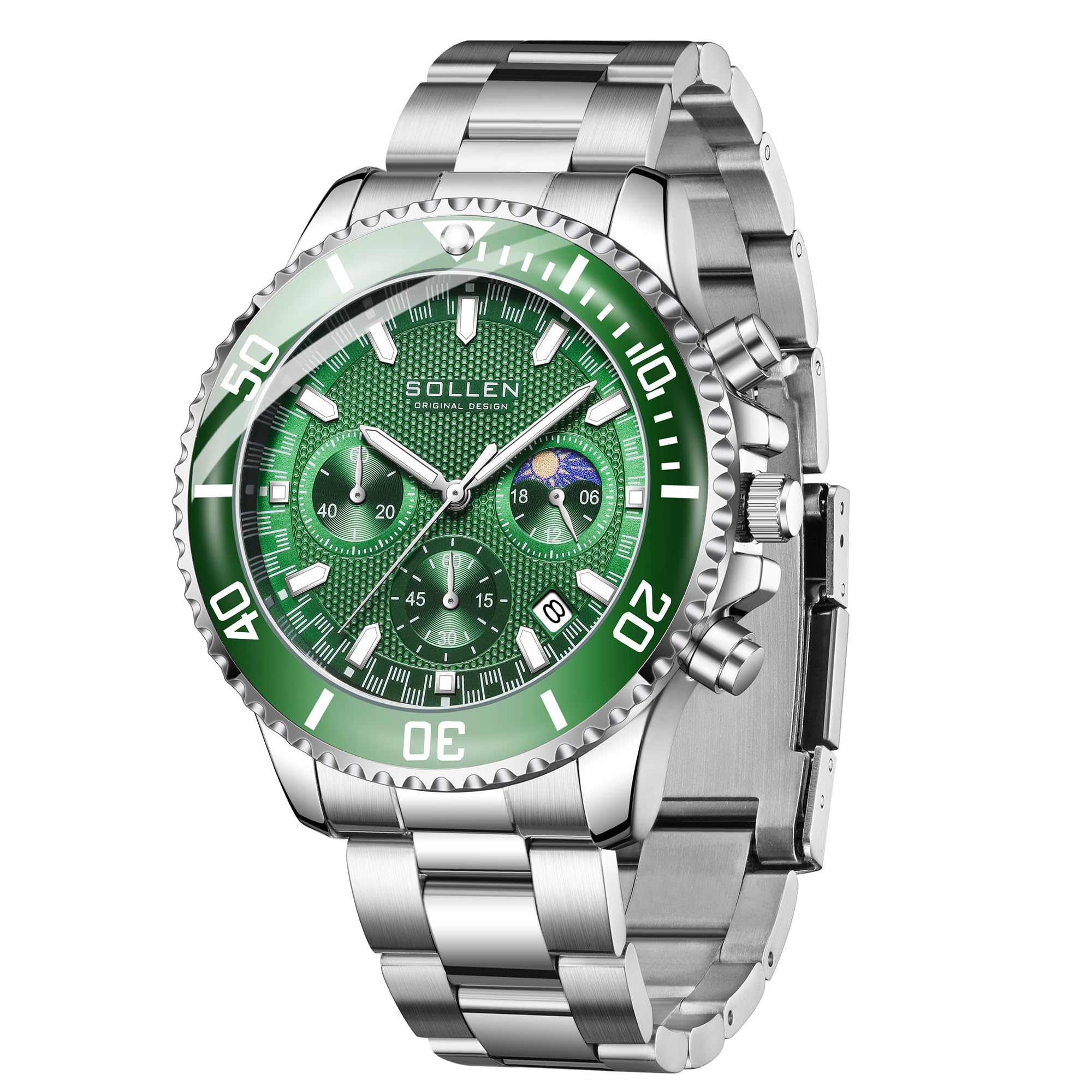 Men's Chronograph Watch, Analog Classic Quartz Wristwatch with Calendar, 30M Waterproof Stainless Steel Luminous Watch for Sport & Daily Use - Gifts for Men-image-39