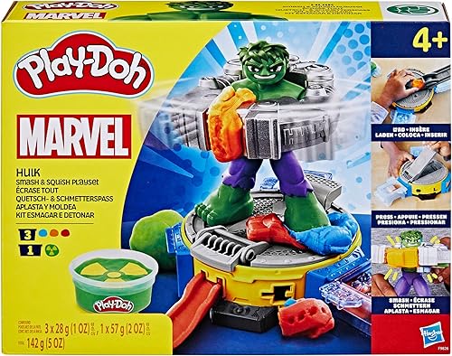 Miniatura 9 de Play-Doh Marvel Hulk Smash & Squish - Juego para niños con figura de acción flexible y accesorios, juguetes de imaginación para niños y niñas de 4