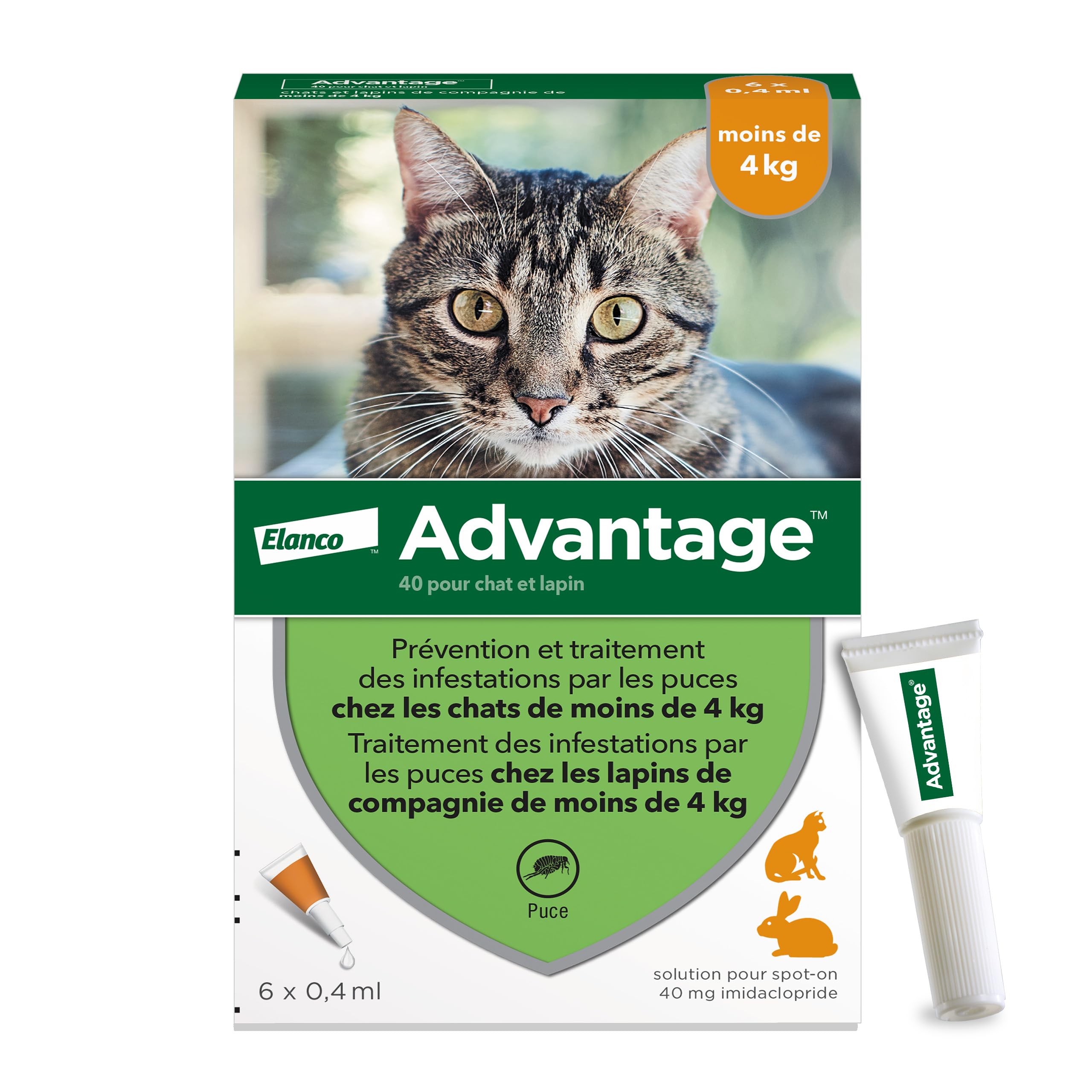 Advantage Cat & Rabbit under 4 kg - Cat Flea Pipettes for Infestation Prevention - Flea Treatment with Protection for 3 to 4 Weeks - 6 x 1ml