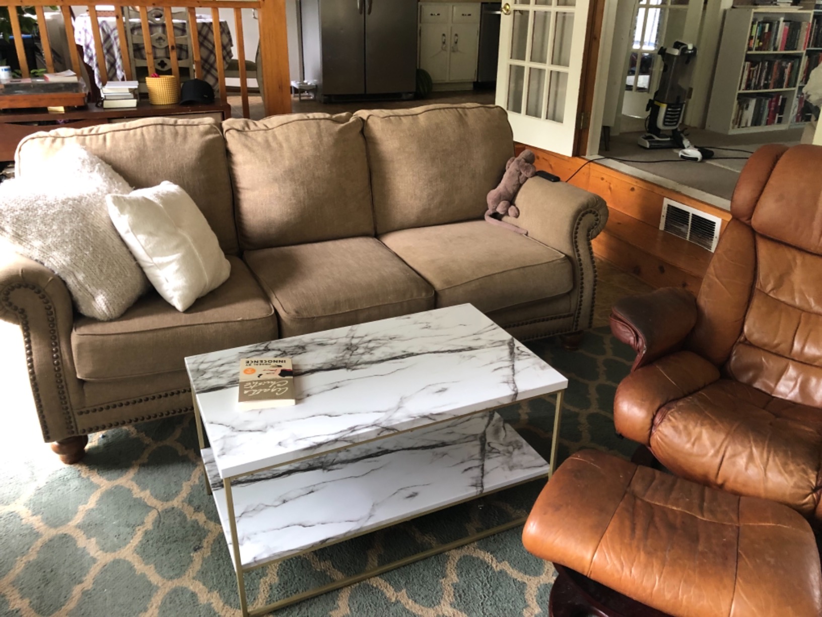 22/mo Finance Roomfitters White Marble Print Coffee Table with Gold