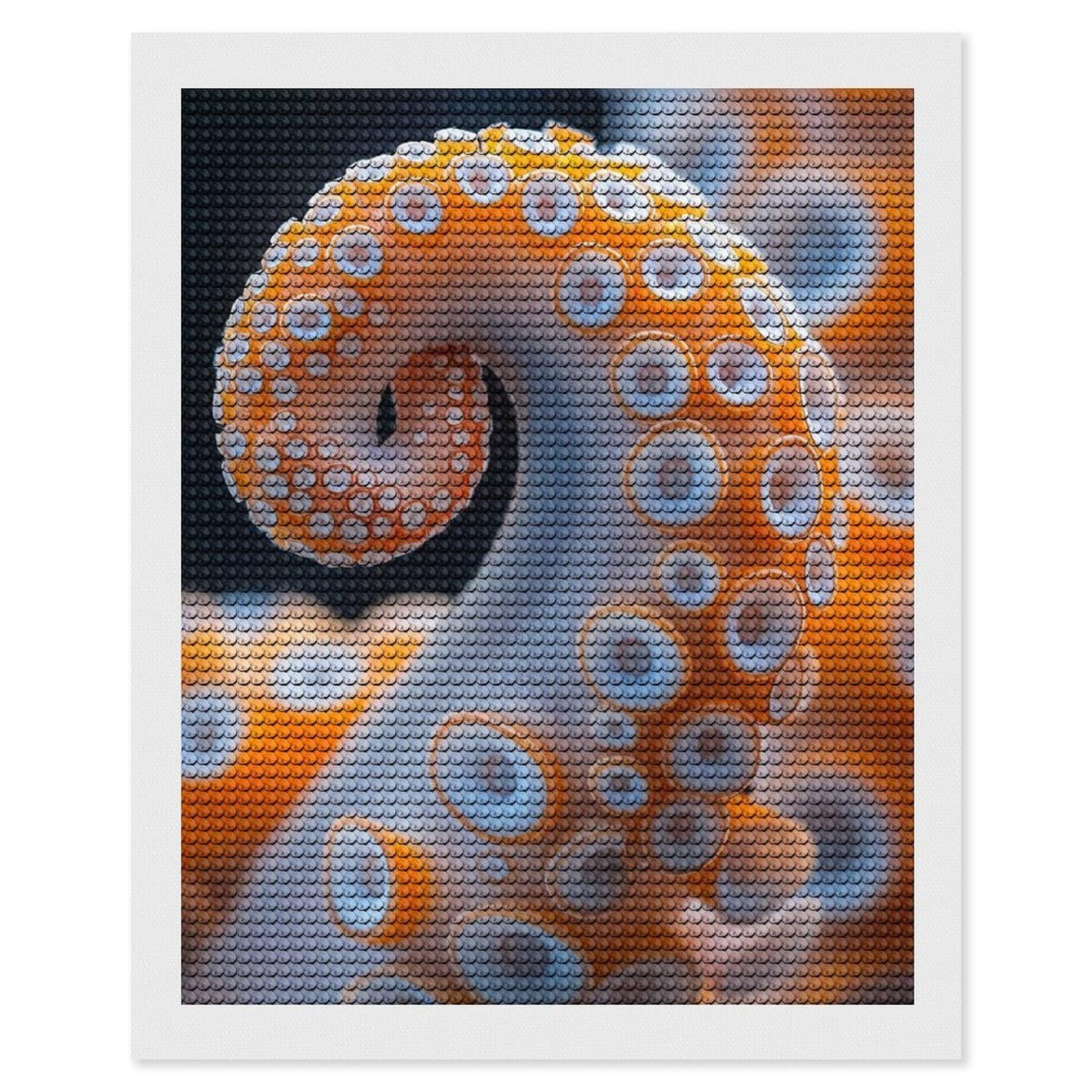 Junmoney Close-up of an Octopus Tentacle Diamond Painting Set 16"x20", Sparkling Round Gems, Decorate Your Room, Fun Craft Experience, Modern Decor