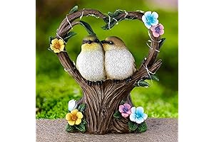 Solar Light Birds Statue Outdoor Decor