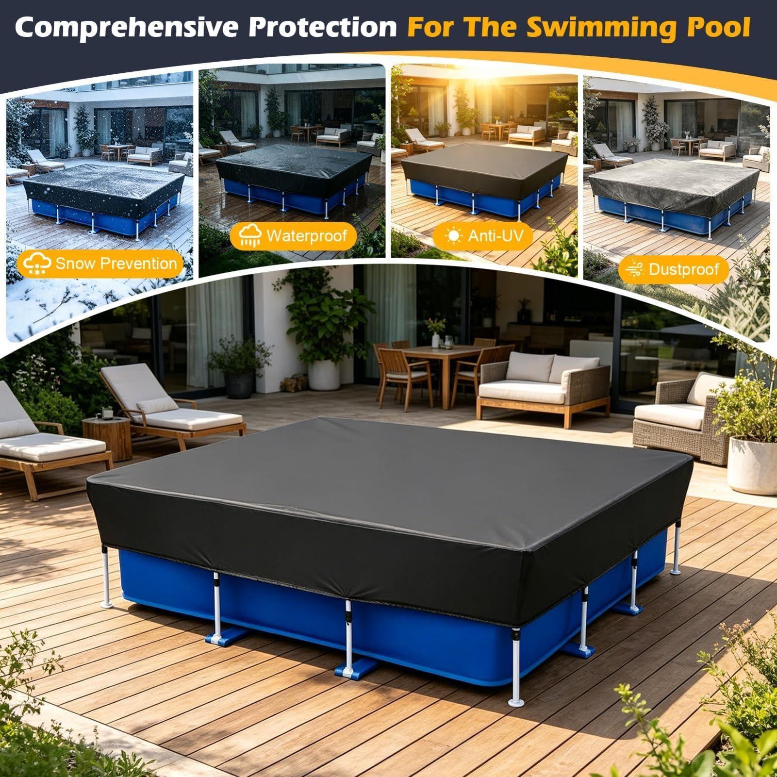 Cobertor de Piscina Rectangular para Piscinas elevadas -Cubierta de Piscina