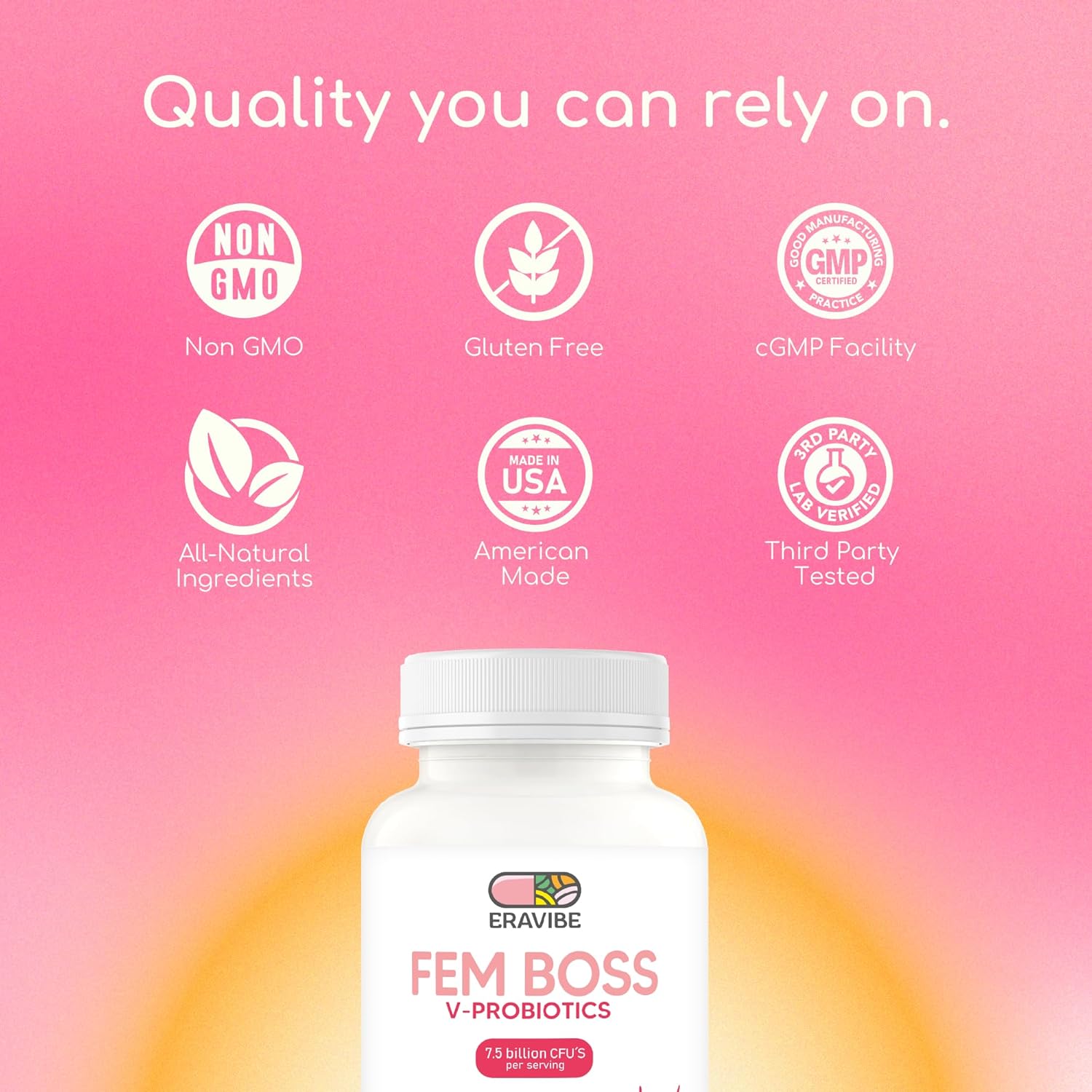 Women's Probiotic with Cranberry - 7.5 B CFUs for Vaginal & Gut Microbiome Support - 90 Vegan Capsules, Gluten Free