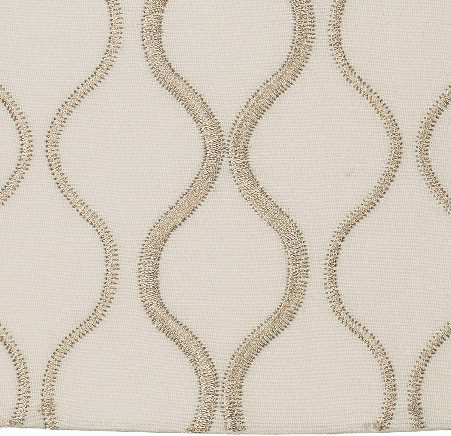 Set of 2 Hardback Drum Lamp Shade (Pre-Assembled) s Off-White Embroidered Hourglass Large 16" Top x 16" Bottom x 11" High Spider with Replacement Harp and Finial Fitting - Springcrest