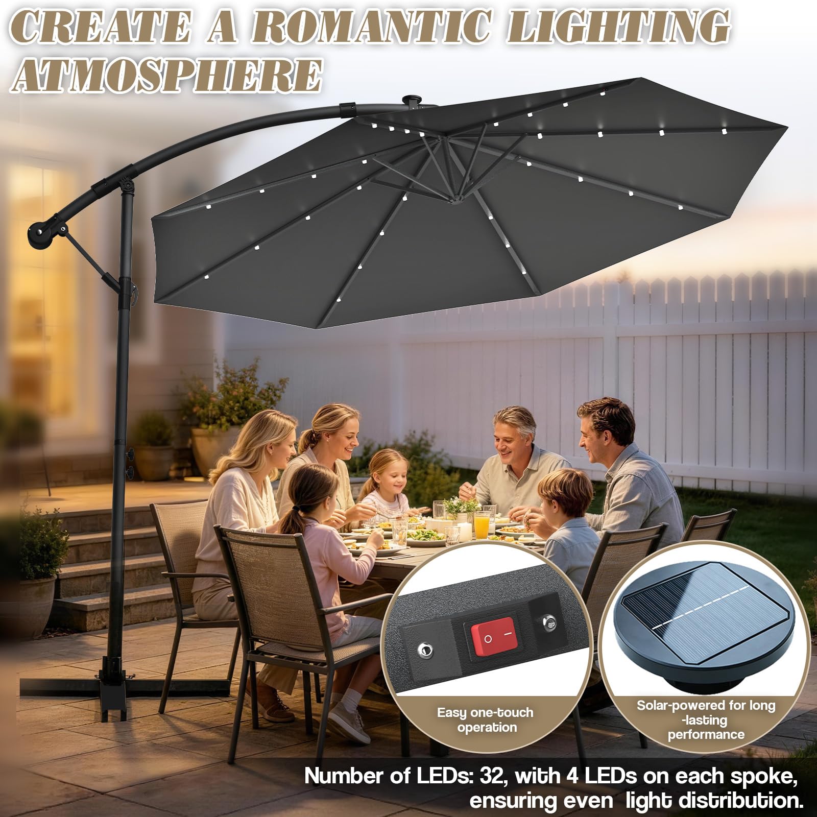 Verdego Parasol przeciwsłoneczny ze stojakiem, Ø 300 cm, parasol ogrodowy z korbą, parasol tarasowy, ochrona przed promieniowaniem UV, wiatroszczelny, wodoodporny, parasol rynkowy, obracany o 360°