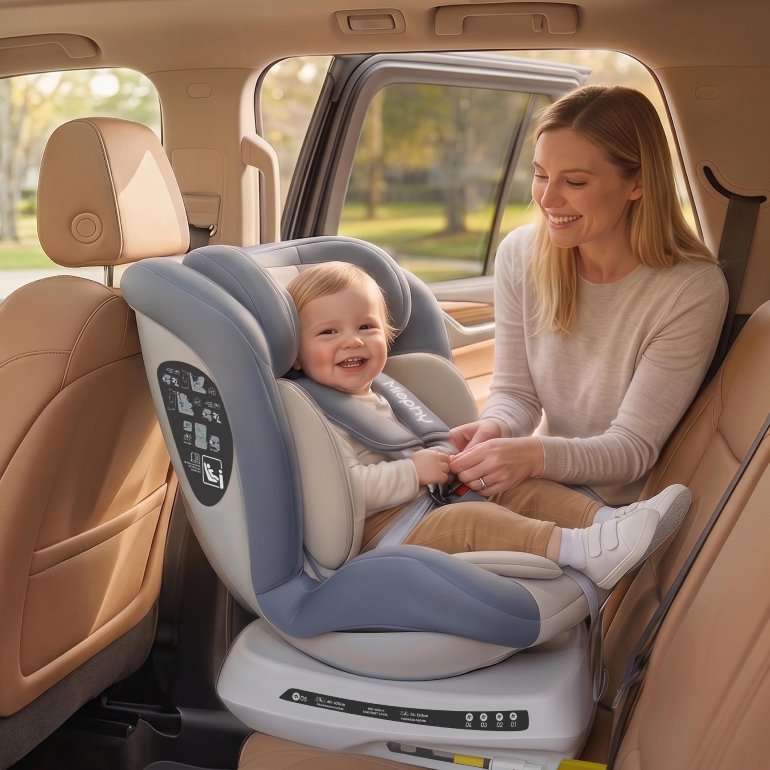 I-Size 360°drehbar Kindersitz, Gruppe 0+1/2/3, 0-12 Jahre, 40-150 cm, Baby Autositz mit isofix, ECE R129/04
