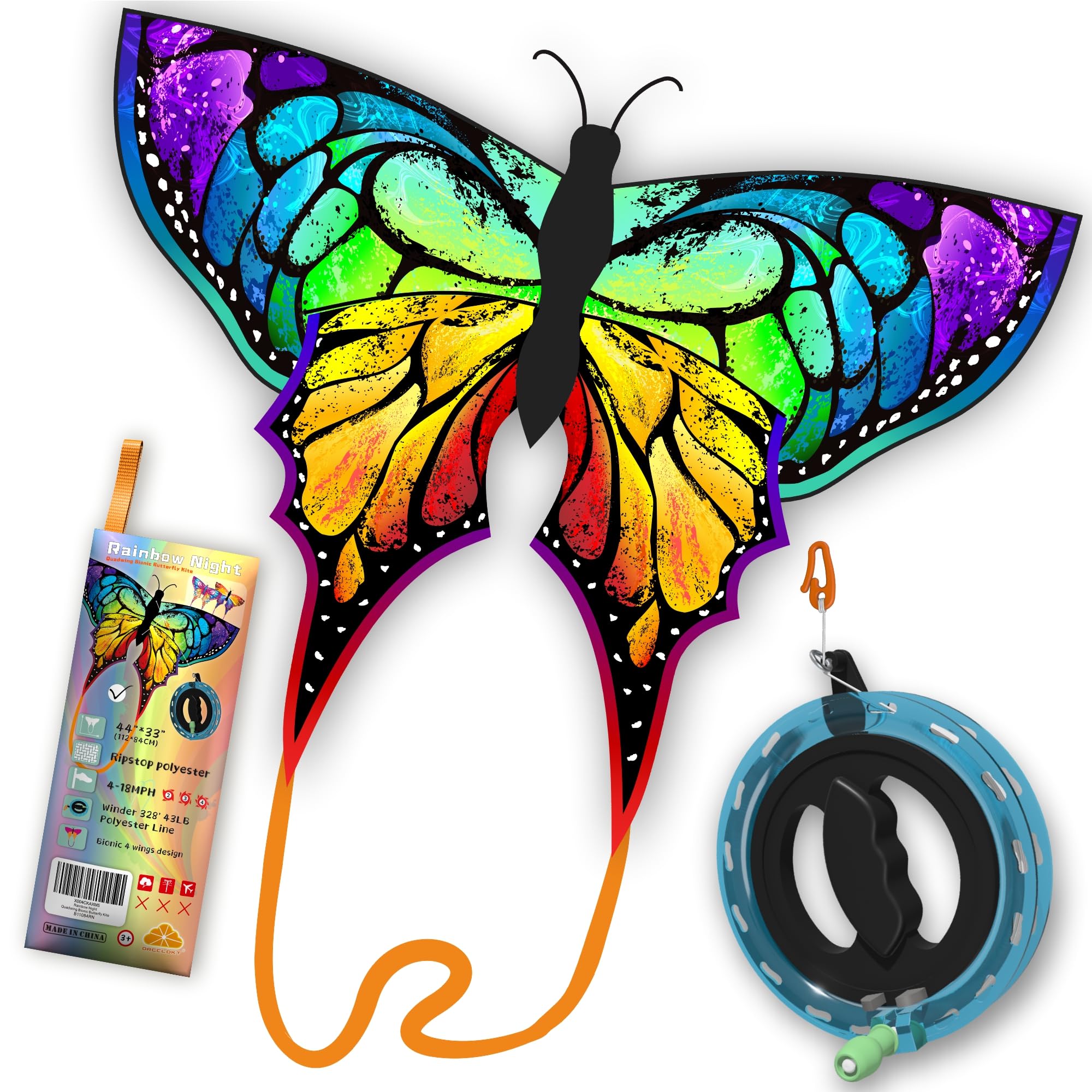 ORGCLDKT-Quadwing Bionic Flying Insect Kite-Butterfly/Dragonfly Kite, Super Easy to Fly with, Ideal for Kids, Adults, Girls, Boys. Kites for The Beach, Grassland, Hiking
