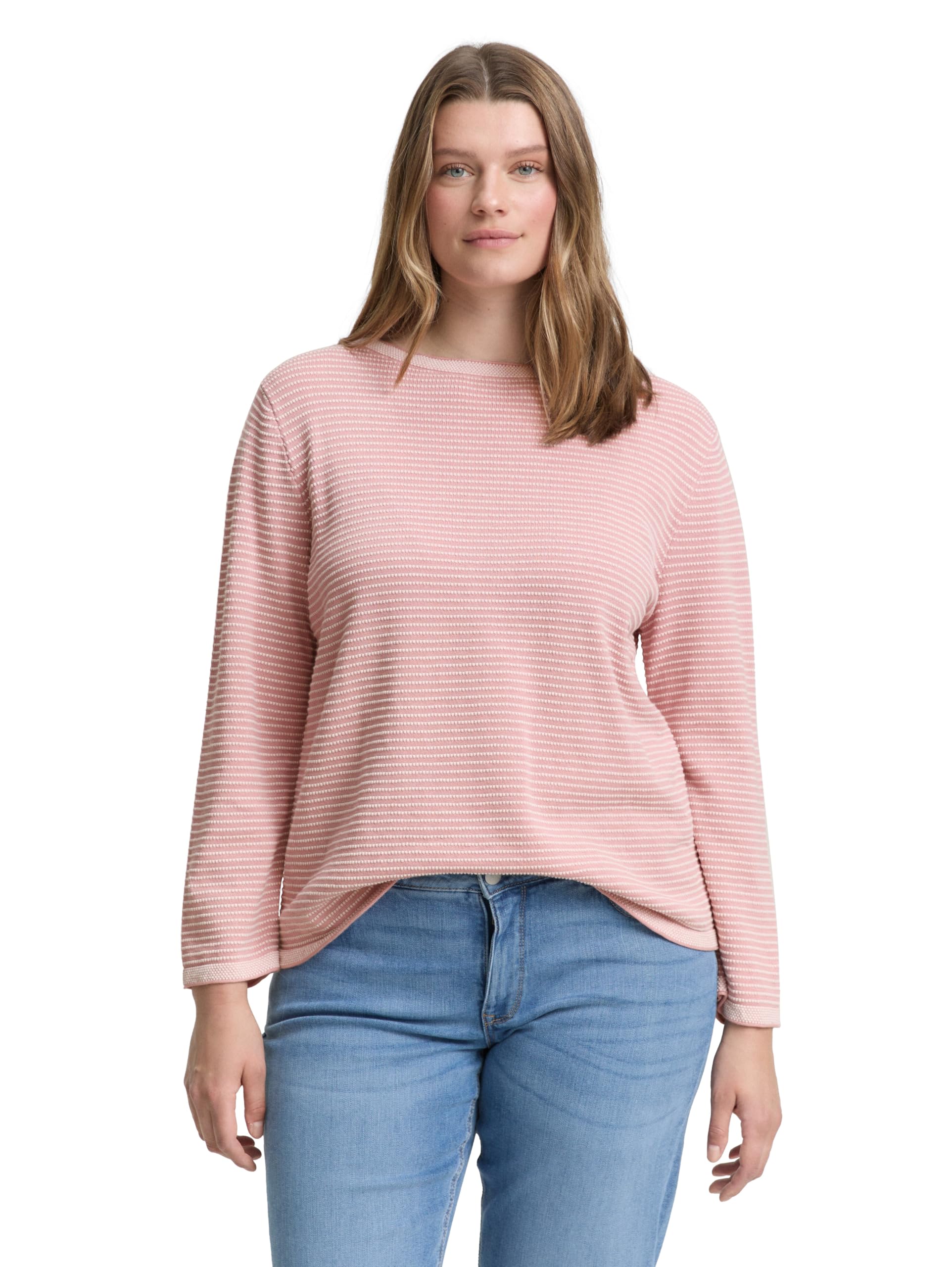 Tom Tailor Damen 1048386 Plus Size - Strickpullover mit U-Boot-Ausschnitt