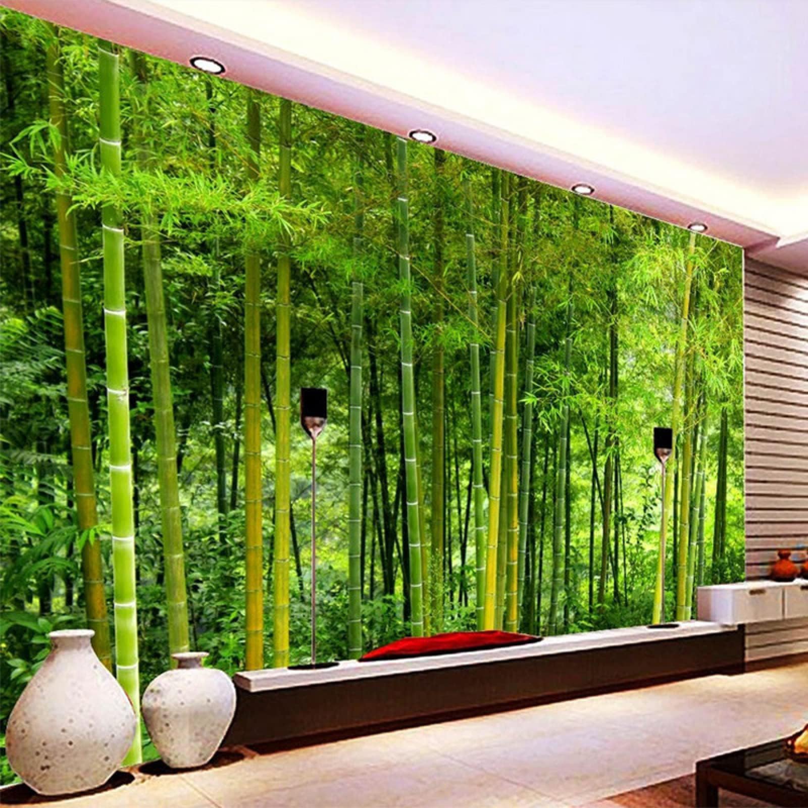 AJOHBM Sunshine Bamboo Forest Wall Mural Decal, Natural Scenery Peel and Stick Self-Adhesive Wallpaper Removable Wall Decor for Living Room Bedroom TV