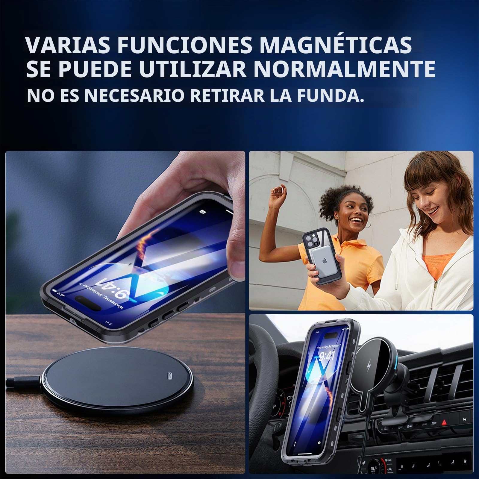 Funda impermeable para iPhone 16 Pro Max/16 Pro/16 Plus/16, compatible con MagSafe IP68 certificada bajo el agua, funda totalmente sellada con protector de pantalla integrado (negro, 16 Pro Max)