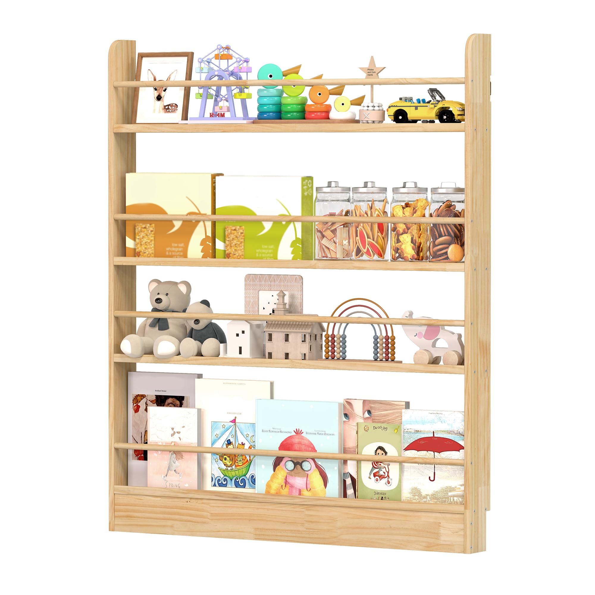 Hinter der Tür Bücherregal Holz, Kinderbücherregal Wandhalterung Bücherregal hinter der Tür für Spielzeug und Bücher Platzsparendes schmales für Schlafzimmer, Wohnzimmer, Büro