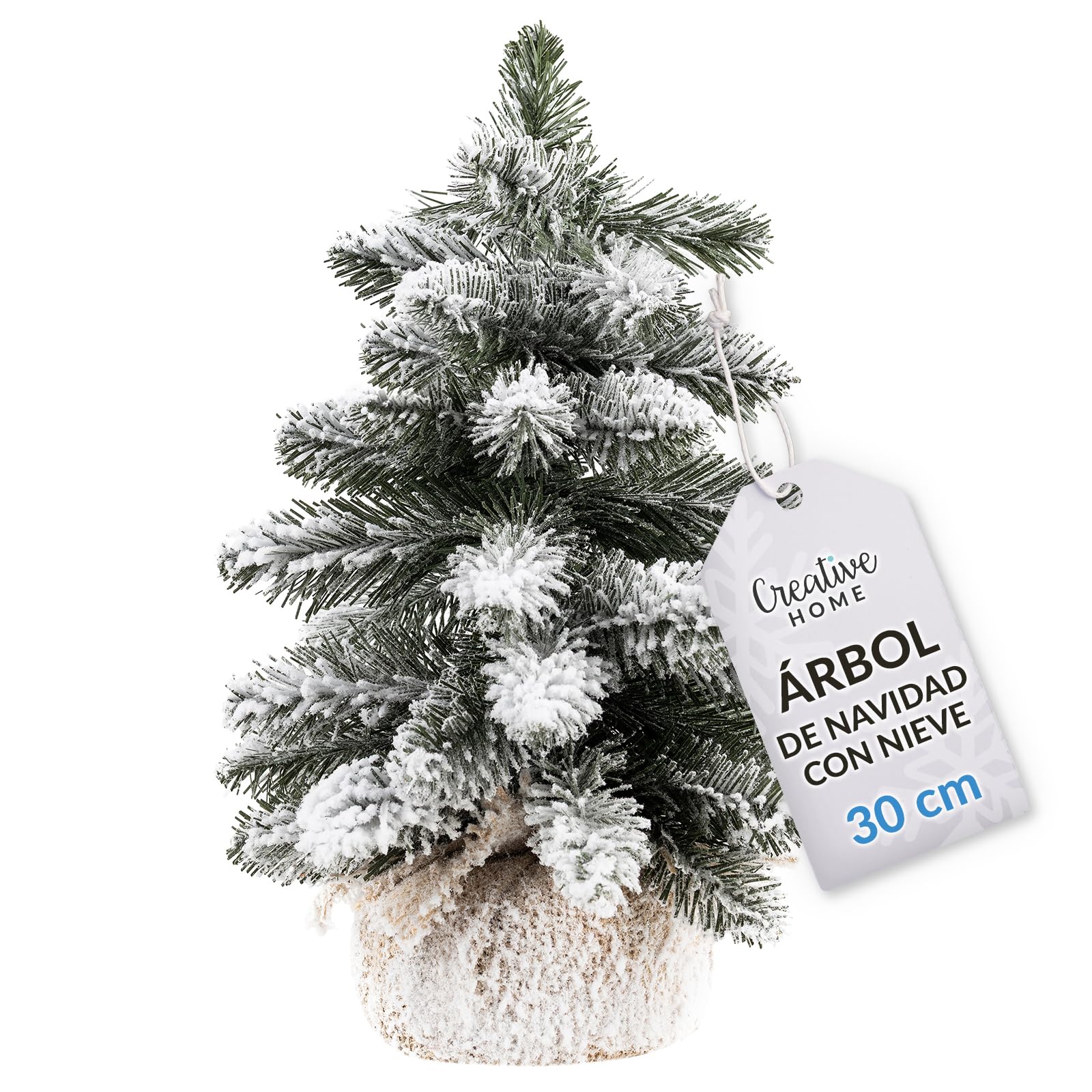 Creative Home Árbol de Navidad Artificial con Nieve | Tamaño 30 cm | Cono Pino Pequeño Miniatura | para Mesa Escritorio Oficina | Interior Exterior | Regalo Decoración Personalizada Navideña