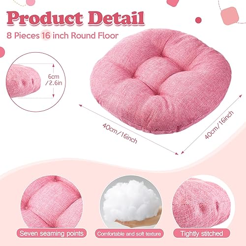 Miniatura 126 de Fumete 8 cojines redondos de piso de 16 pulgadas para niños y niños pequeños, cojín de suelo flexible para muebles de aula, para el hogar, Azul real