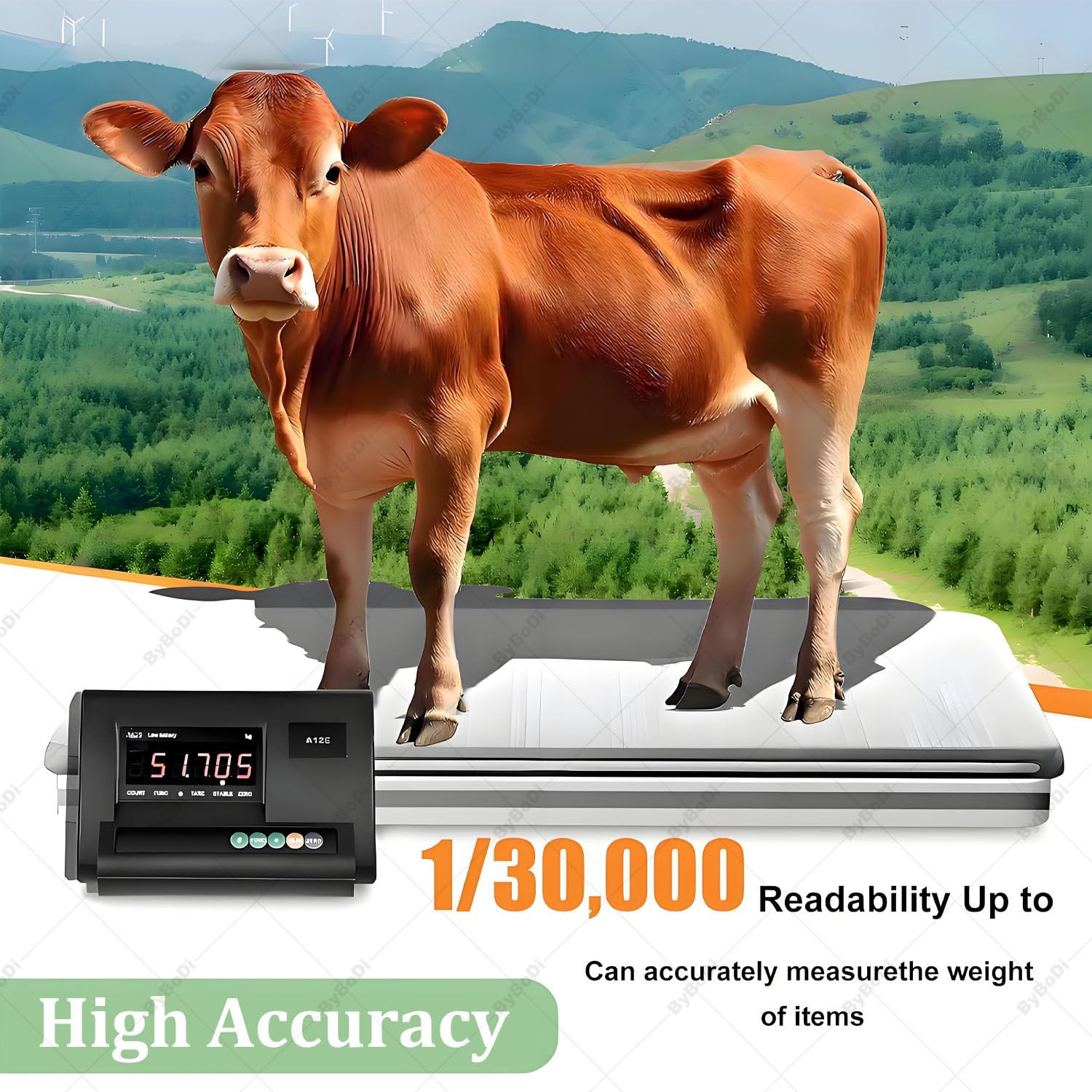 Bilancia per Bestiame ad Alta precisione, Kit cella di carico con capacità di carico di 5000 kg/11023 libbre con Display LED, con Scatola di Giunzione a 4 Fili, Doppia Alimentazione 3000kg